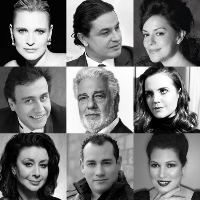 Retratos de los artistas de la gala